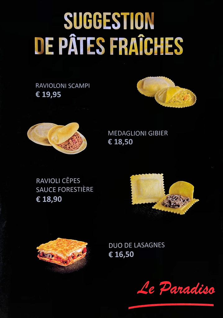 Paradiso italien sugesstions novembre